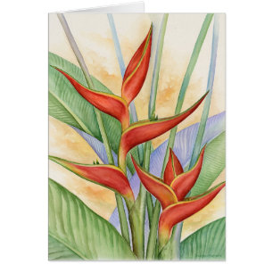 Red Heliconia Tropical Flowers Painting - Multi
