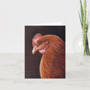 Red Hen Profile Bird Art Note Card Kaart