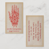 Red Henna Hand Yoga Instructor Visitekaartje (Voorkant / Achterkant)