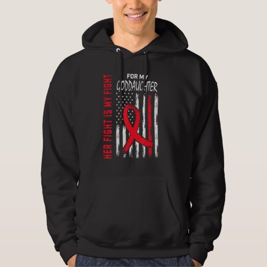 Red Her Fight Goddaughter Heart Disease Awareness Hoodie (Voorkant)