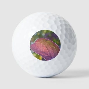 Red Herfst Leaf en Bokeh Golfballen