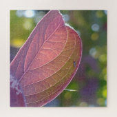 Red Herfst Leaf en Bokeh Legpuzzel (Horizontaal)