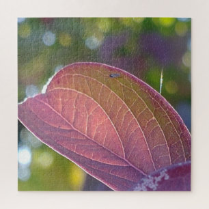 Red Herfst Leaf en Bokeh Legpuzzel