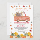 Red Herfst Truck Pumpkin Autumn drive by Baby show Kaart (Voorkant)