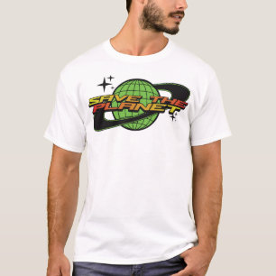 Red het planeet Retro T-shirt – Eco vriendelijke V