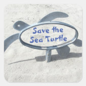 Red het Zee Turtle Earth Day Ocean Vierkante Sticker (Voorkant)