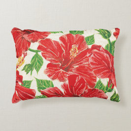 Red Hibiscus Accent Kussen