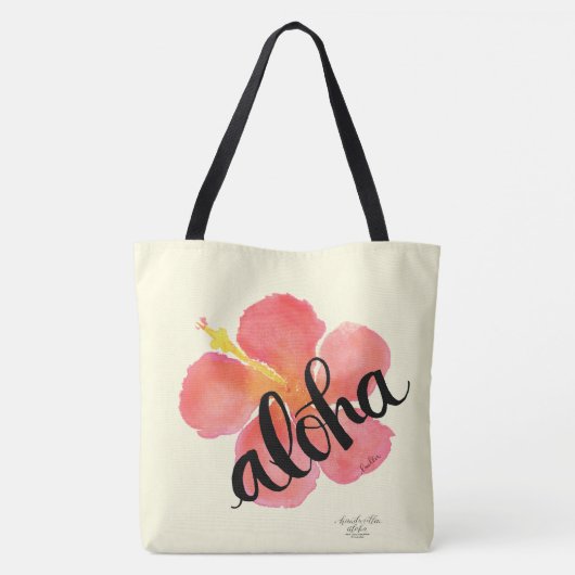 Red Hibiscus Aloha Canvas tas (Achterkant)