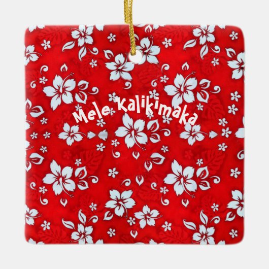 Red Hibiscus Aloha Shirt Square Ornament (Voorkant)