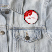 Red Hibiscus Best Man Badge Ronde Button 5,7 Cm (In situ)