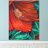 Red Hibiscus - Canvas Afdrukken (Insitu (Houten vloer))