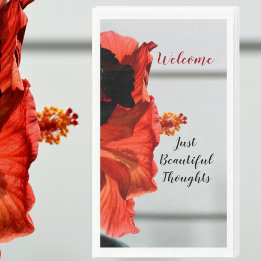 Red Hibiscus Floral Botanical Photographic Servet