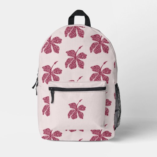 Red Hibiscus Floral Pattern  Bedrukte Rugzak (Voorkant)