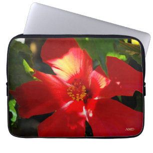 Red Hibiscus Flower in Sunlight Laptop Sleeve