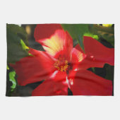 Red Hibiscus Flower in Sunlight Theedoek (Horizontaal)