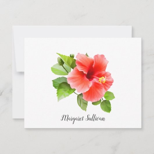Red Hibiscus Flower Personalised Note Cards Notitiekaartje (Voorkant)
