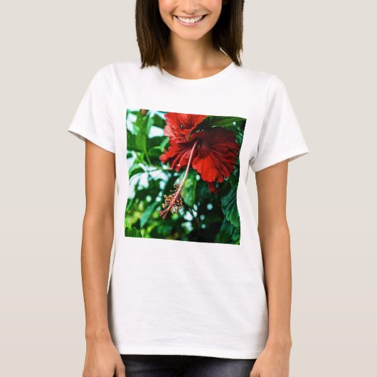 Red Hibiscus Flower T-shirt (Voorkant)