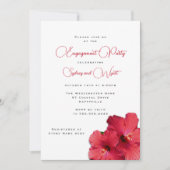 Red Hibiscus Flowers Pre-bruiloft Party Invitation Kaart (Voorkant)