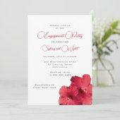 Red Hibiscus Flowers Pre-bruiloft Party Invitation Kaart (Staand voorkant)