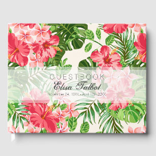 Red Hibiscus Funeral Memorial Livre d'invité