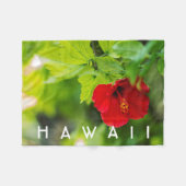 Red Hibiscus Hawaii Tropische Bloem Fleece Deken (Voorkant (Horizontaal))