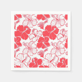 Red Hibiscus Hawaiian flower Pattern Napkins Servet
