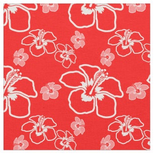 Red Hibiscus Hawaiian Stof