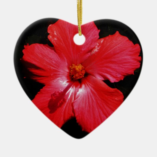 Red Hibiscus Keramisch Ornament (Voorkant)