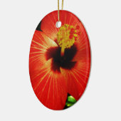 Red Hibiscus Keramisch Ornament (Links)