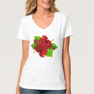 Red Hibiscus Mele Kalikimaka kerstShirten T-shirt