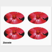 Red Hibiscus Ovale Sticker (Vel)