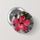 Red Hibiscus Ronde Button 5,7 Cm (Voorkant /achterkant)
