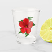 Red Hibiscus Shot Glas (Voorkant)