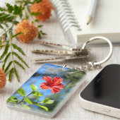 Red Hibiscus Sleutelhanger (Voorkant Rechts)