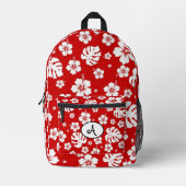 Red Hibiscus Tropical Exotic Floral Design Bedrukte Rugzak (Voorkant)