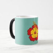 Red Hibiscus Tropical Flower | Jouw namen toevoege Magische Mok (Voorkant links)