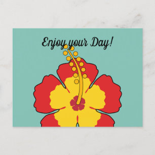 Red Hibiscus Tropical Flower Jouw tekst toevoege Briefkaart