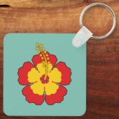 Red Hibiscus Tropical Flower Sleutelhanger (Achterkant)