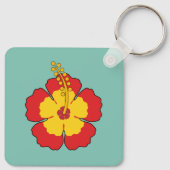 Red Hibiscus Tropical Flower Sleutelhanger (Achterkant)