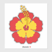 Red Hibiscus Tropical Flower Sticker (Vel)