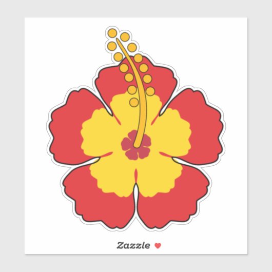 Red Hibiscus Tropical Flower Sticker (Vel)
