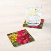 Red Hibiscus Vierkante Kartonnen Onderzetter (Insitu)