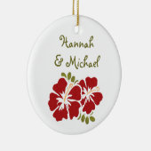 Red Hibiscus Wedding Favor Ornament (Rechts)