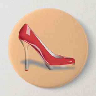 RED HIGH HEEL SHOE Round Button