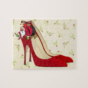 Red High Hiel Shoes/Santa Elf Legpuzzel