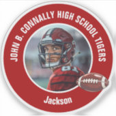 Red High School Football Player Foto Laptop Sticker (Voorkant)