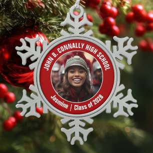 Red High School Marching Band Fotocadeau Tin Sneeuwvlok Ornament