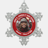 Red High School Marching Band Fotocadeau Tin Sneeuwvlok Ornament (Voorkant)