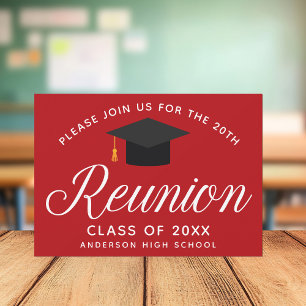 Red High School Reunion Custom Party Kaart