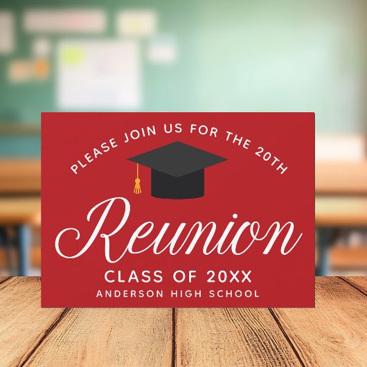 Red High School Reunion Custom Party Kaart